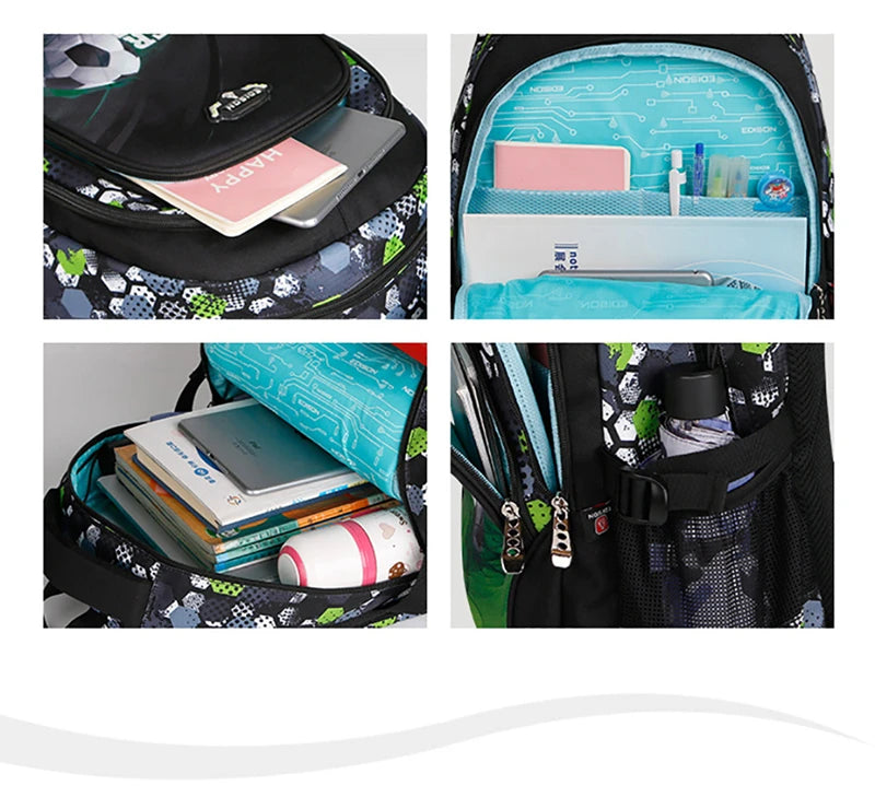 Top Quality Orthopedic Boys School Bags Football Pattern Backpacks Children Kids Satchels Boys Shoulder School Bag Kids Packsack
