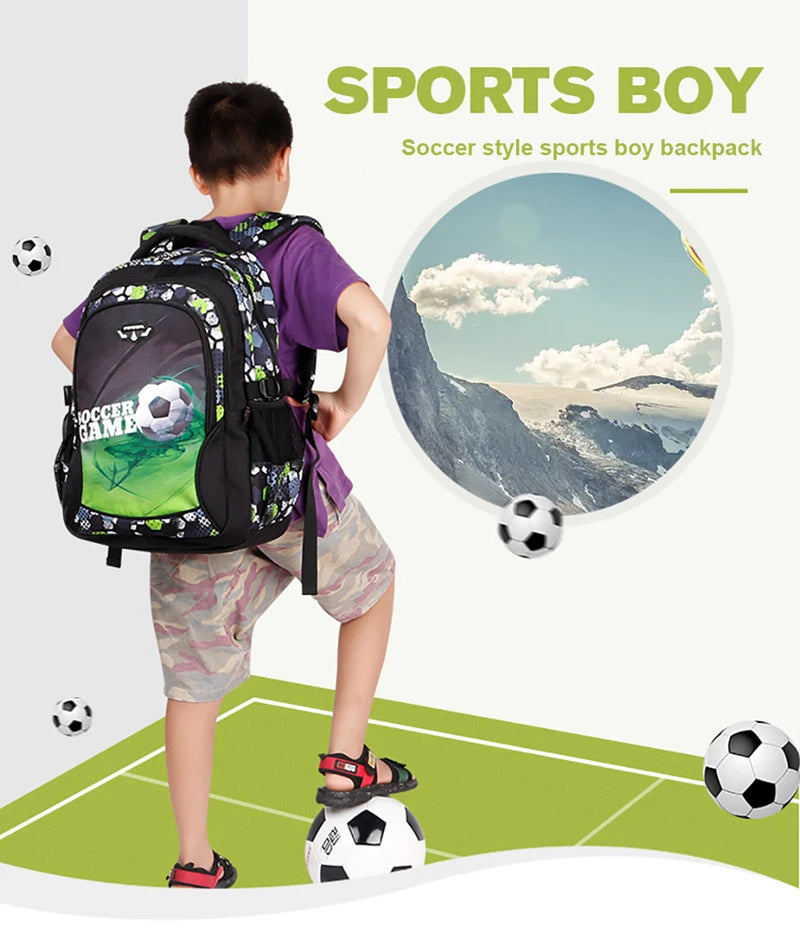 Top Quality Orthopedic Boys School Bags Football Pattern Backpacks Children Kids Satchels Boys Shoulder School Bag Kids Packsack
