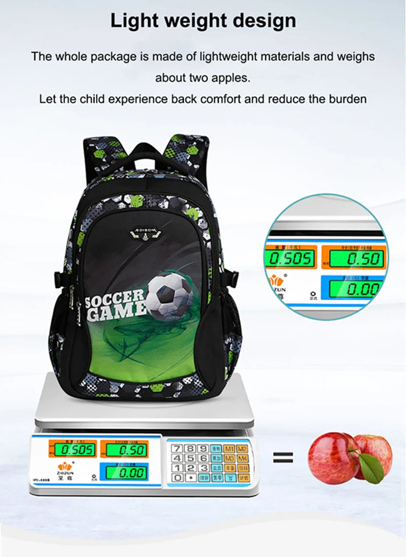 Top Quality Orthopedic Boys School Bags Football Pattern Backpacks Children Kids Satchels Boys Shoulder School Bag Kids Packsack
