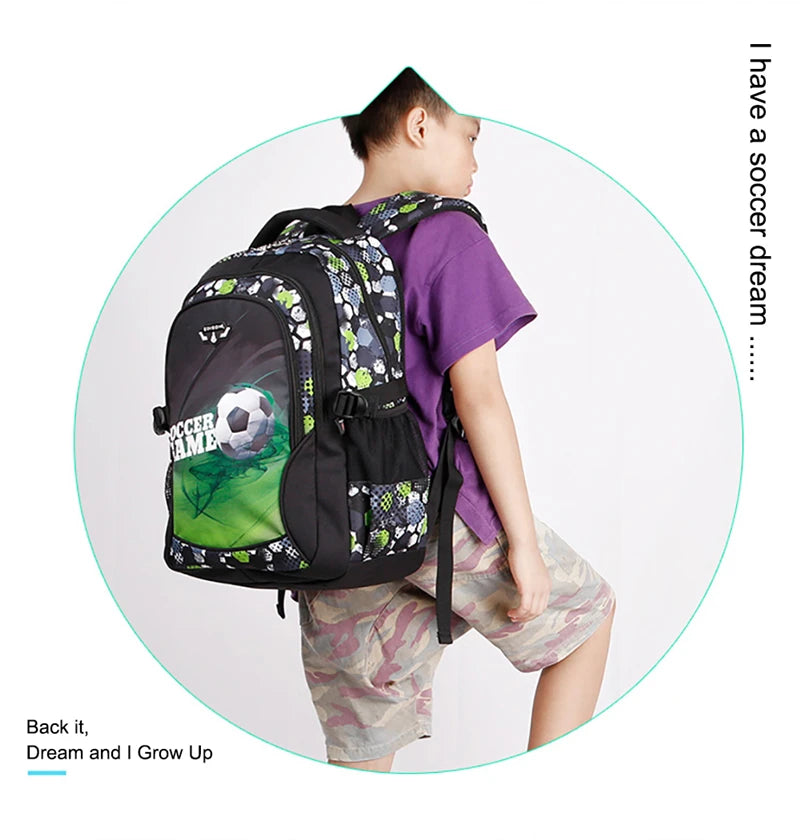 Top Quality Orthopedic Boys School Bags Football Pattern Backpacks Children Kids Satchels Boys Shoulder School Bag Kids Packsack