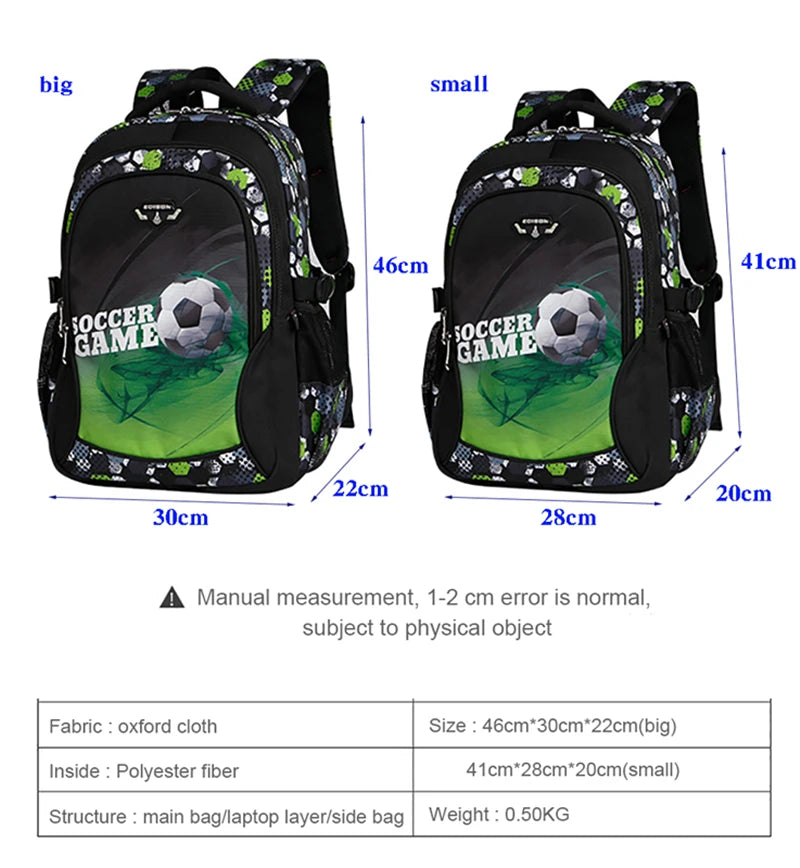 Top Quality Orthopedic Boys School Bags Football Pattern Backpacks Children Kids Satchels Boys Shoulder School Bag Kids Packsack