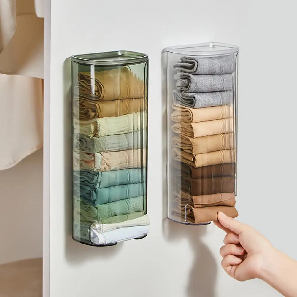 Wall-mounted Sock Organizer Capacity Wall Mount Storage Box Visible Dustproof Organizer for Socks Panties Underwear Storage Box