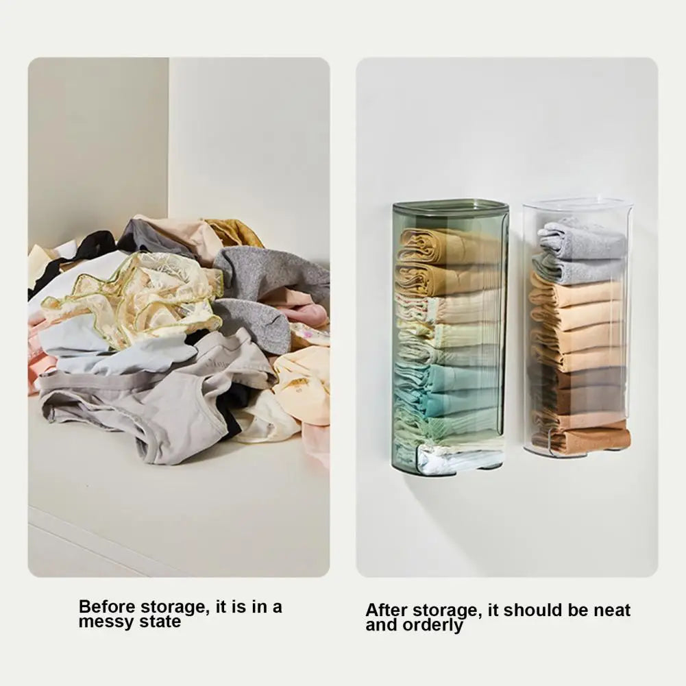 Wall-mounted Sock Organizer Capacity Wall Mount Storage Box Visible Dustproof Organizer for Socks Panties Underwear Storage Box