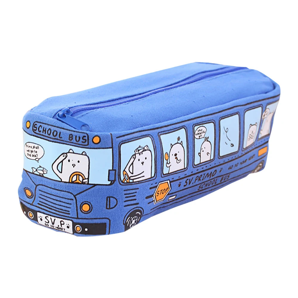 Creative Bus Pencil Case Large Capacity Pencil Bag Cartoon Car Pencil Pouch Student Kids Cute Stationery Kawaii Student Gifts