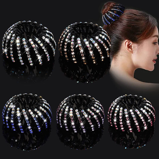 Hair Clamp Black Plastic Jeweled مشبك شعر بلاستيك أسود مرصع بالجواهر