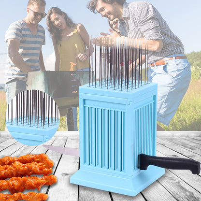 Meat Cutter with 49 Grids – Rotisserie Lamb, Beef, and Barbecue Skewer Tool for Outdoor Camping & Kitchen BBQ