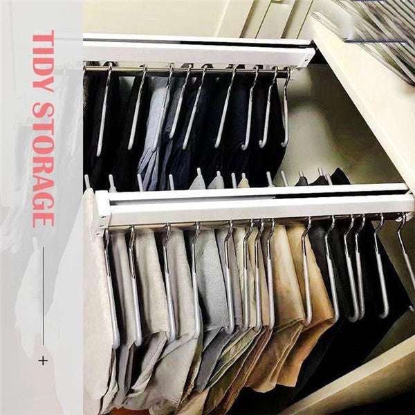 Extendable Closet Hanger Pull-Out Closet Valet Rod Adjustable Wardrobe Clothing Rail Top Mount Wardrobe rack Heavy Duty LBE