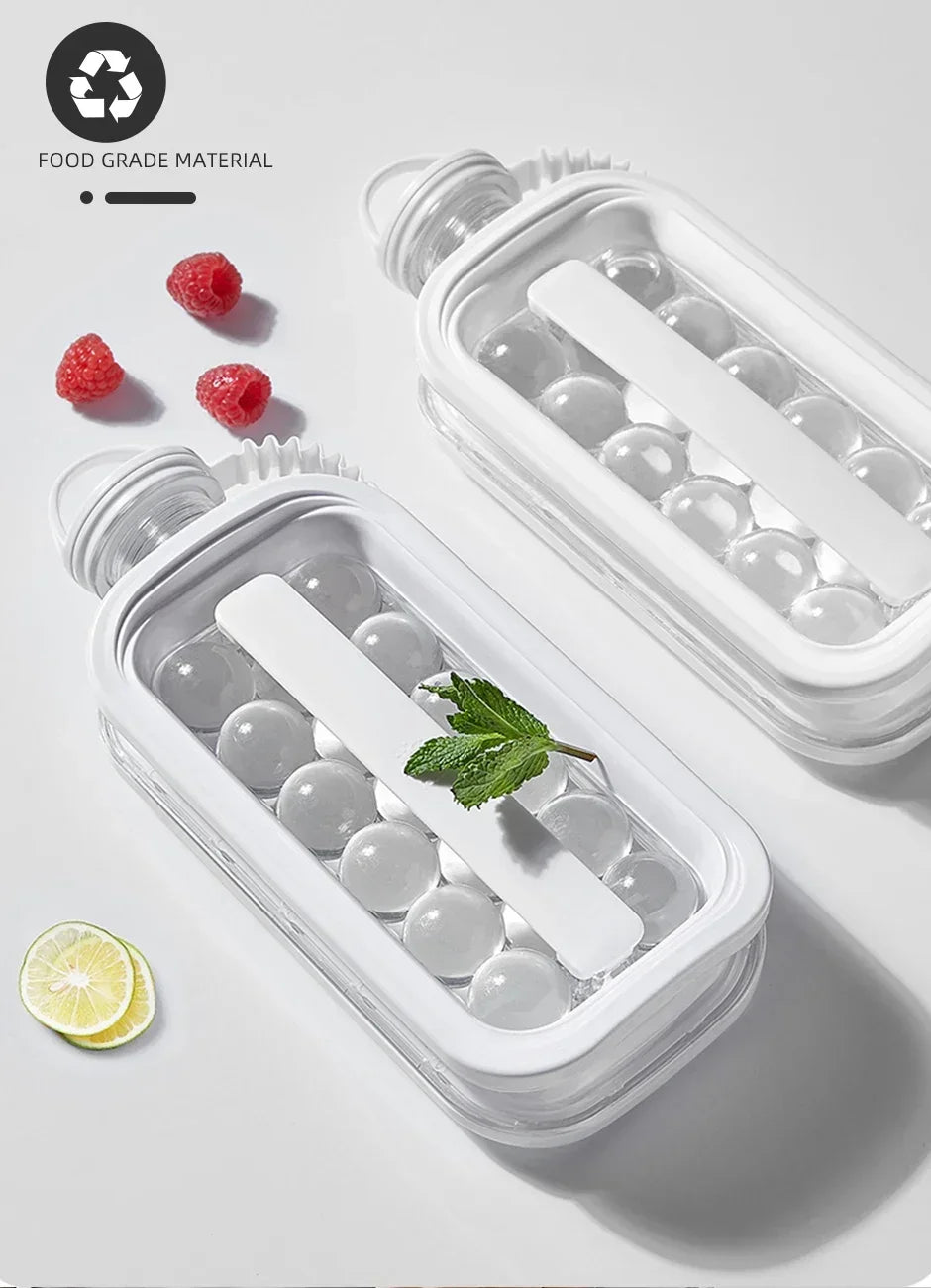 Portable 2-in-1 Folding Ice Maker Water Bottle Creative Ice Cube Mold Kitchen Bar Gadgets Ice Hockey Lattice Making Tool Kettle