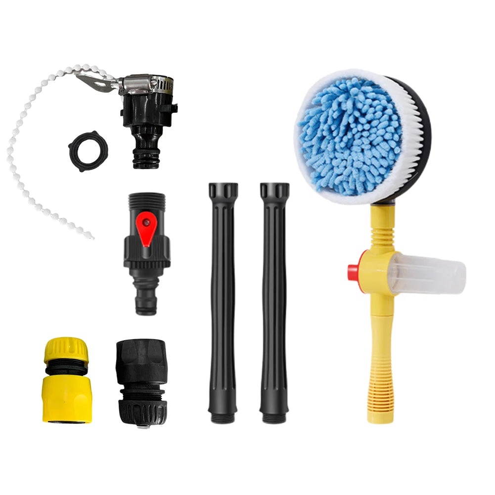 Car Detailing Auto Washer Foam Wash Brush Mop Automatic Rotating Brushes 360° Long Handle Car Wash Mop Car Washing Accessories