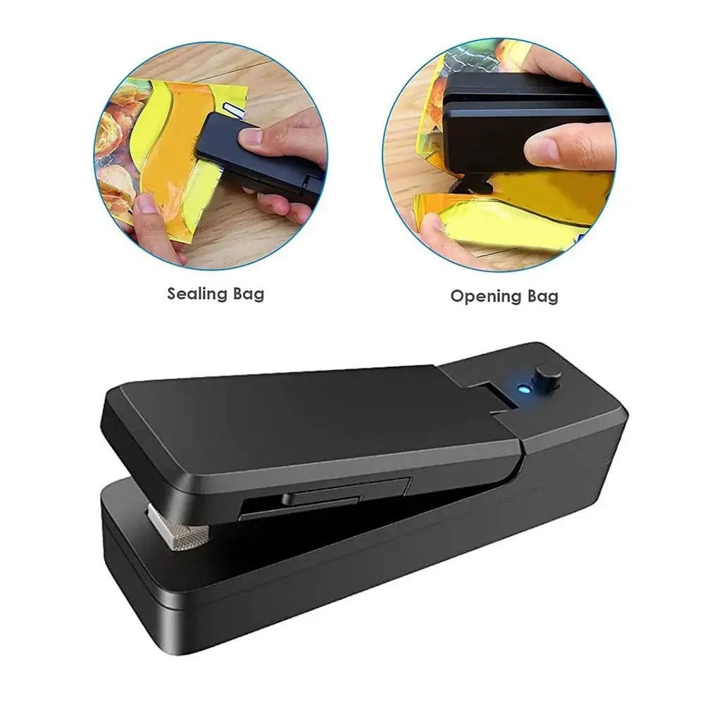 Mini Bag Sealer, 2 in 1USB Rechargeable Heat Sealer and Cutter, for Plastic Bags Food Snack Storage