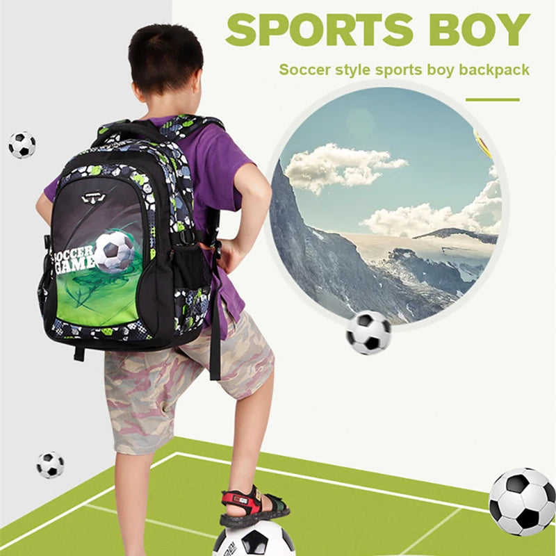 Top Quality Orthopedic Boys School Bags Football Pattern Backpacks Children Kids Satchels Boys Shoulder School Bag Kids Packsack