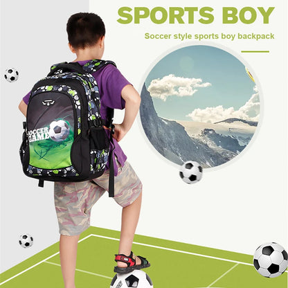 Top Quality Orthopedic Boys School Bags Football Pattern Backpacks Children Kids Satchels Boys Shoulder School Bag Kids Packsack