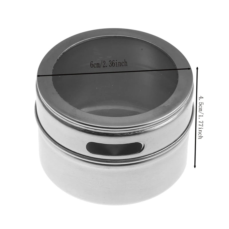 Magnetic Spice Jar Set Stainless Steel Spice Tins Spice Storage Container Pepper Seasoning Sprays Tools with Spice Label