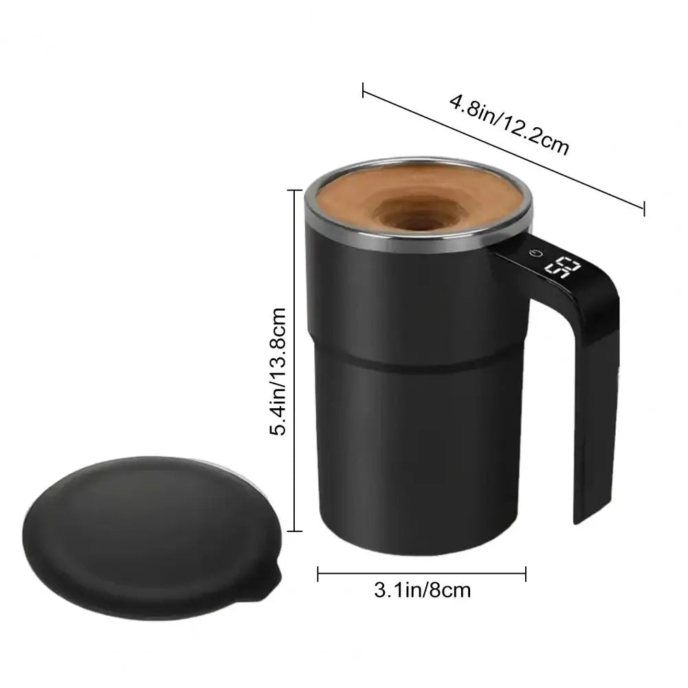 Self Stirring Coffee Mug Automatic Magnetic Stirring Coffee Mug with LCD Display Rotatable Metal Mixing Cup for Office Tazos