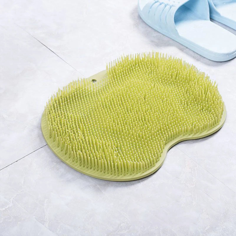 Exfoliating Shower Rub Back Brush Bathroom Non-slip Bath Mat Back Massage Brush Silicone Foot Wash Body Cleaning Bathing Tool