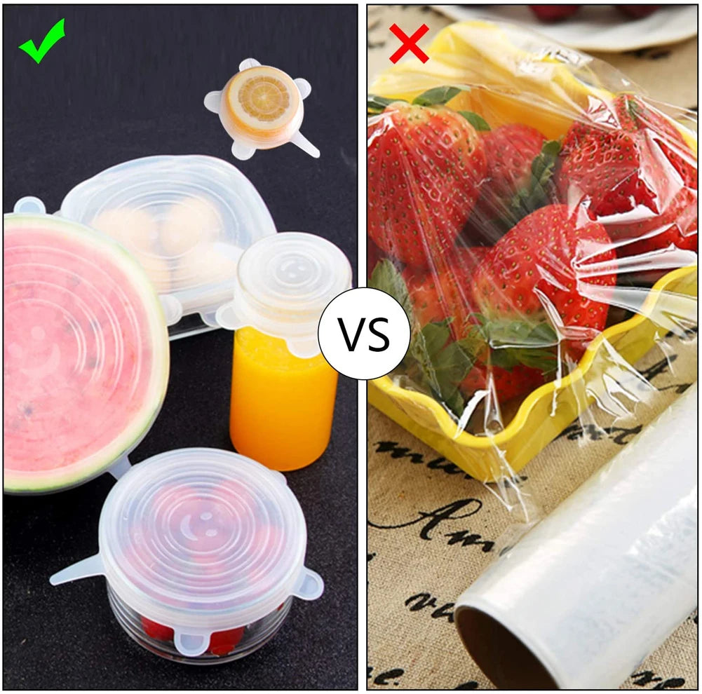 Silicone Stretch Lids Reusable Airtight Food Wrap Covers Keeping Fresh Seal Bowl Stretchy Wrap Cover Durable Food Storage Cover