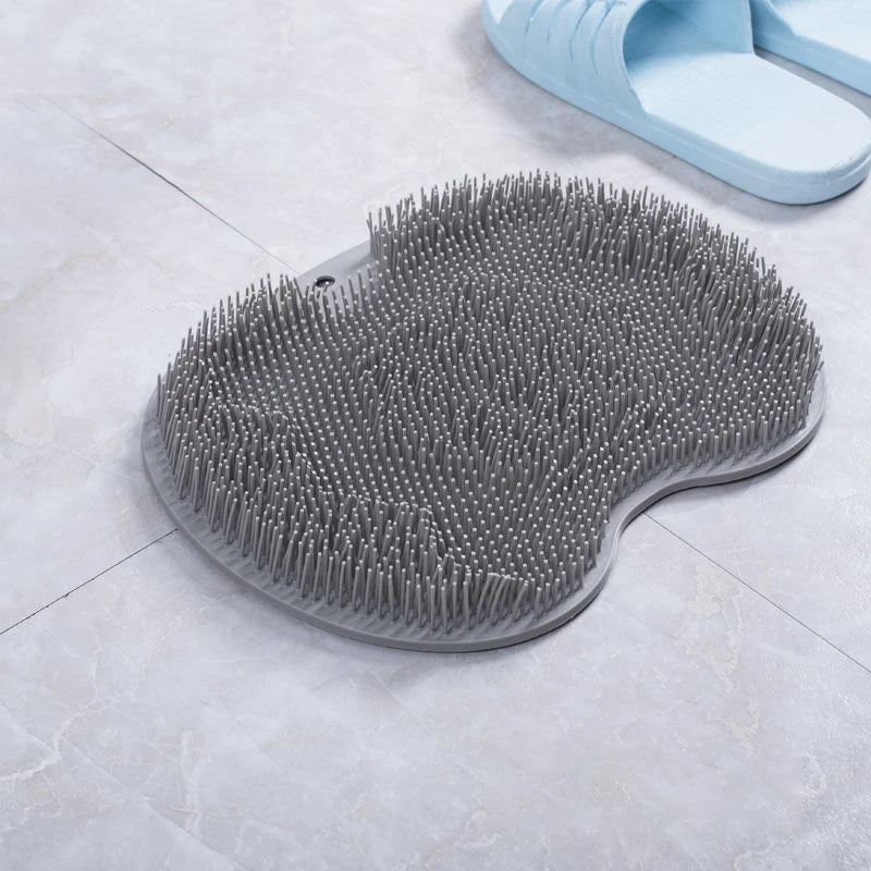 Exfoliating Shower Rub Back Brush Bathroom Non-slip Bath Mat Back Massage Brush Silicone Foot Wash Body Cleaning Bathing Tool