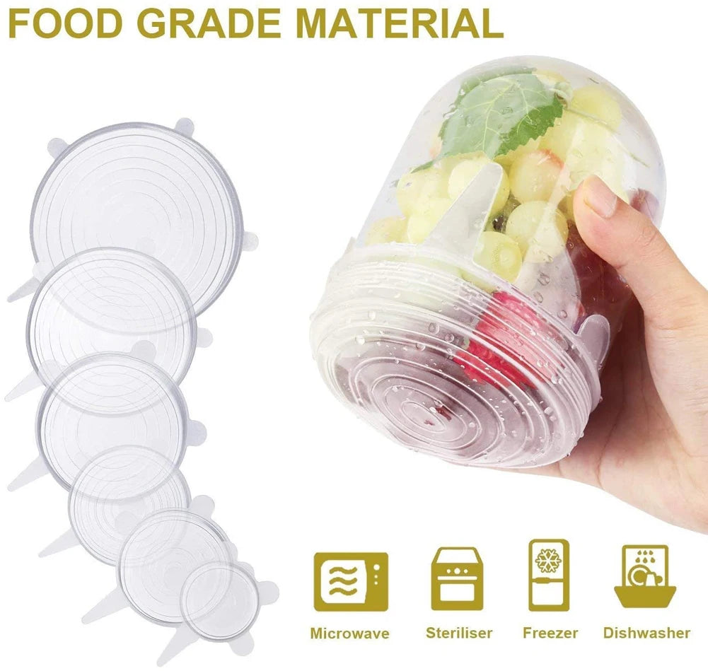 Silicone Stretch Lids Reusable Airtight Food Wrap Covers Keeping Fresh Seal Bowl Stretchy Wrap Cover Durable Food Storage Cover