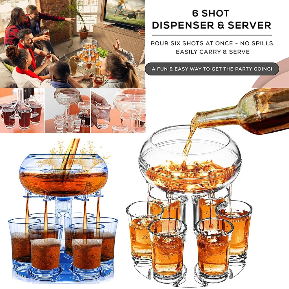 Shot Dispenser Wine Liquor 6 Shot Glass Dispenser And Holder Dispenser Fill Beer Cups Swim Pool Party Bar drinking game Tools