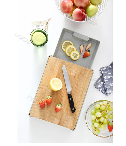 Kitchen Cutting Board Removable Storage and Drainage Fruit Vegetable and Meat Chopping Board Drawer Style Plate