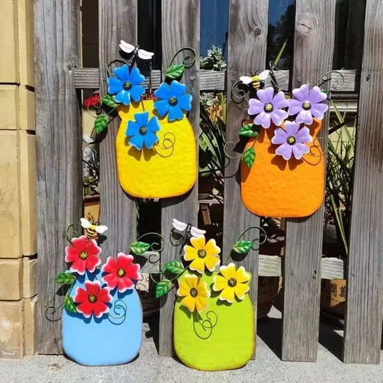 1Pc Spray Painted Iron Vase Wall Decoration Home Garden Balcony Decoration Villa Entrance Decoration Home Decoration Flower Vase