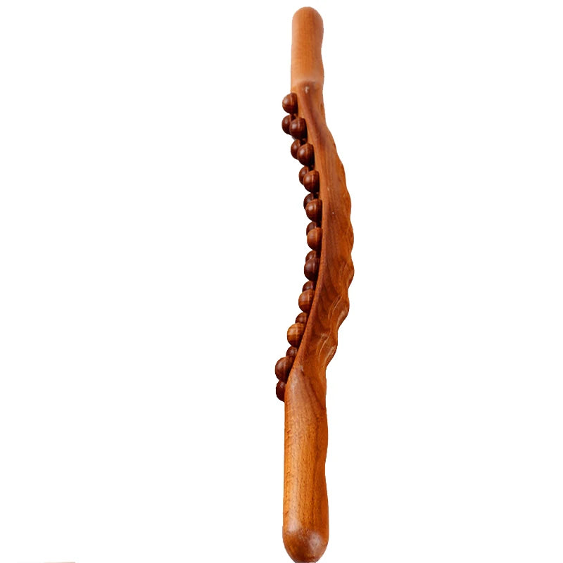 8/20 Beads Universal Back Massage Tendons Beech Wood Scraping Stick Point Treatment Guasha Relax Therapy Tool Abdominal Massager