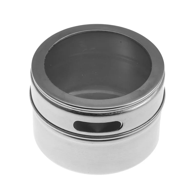 Magnetic Spice Jar Set Stainless Steel Spice Tins Spice Storage Container Pepper Seasoning Sprays Tools with Spice Label