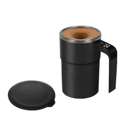 Self Stirring Coffee Mug Automatic Magnetic Stirring Coffee Mug with LCD Display Rotatable Metal Mixing Cup for Office Tazos