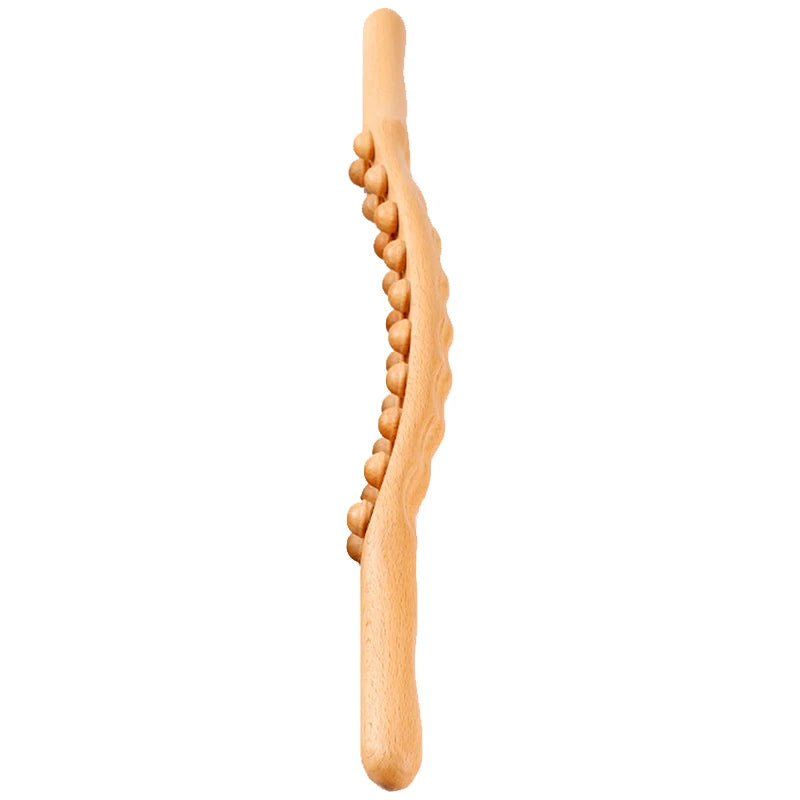 8/20 Beads Universal Back Massage Tendons Beech Wood Scraping Stick Point Treatment Guasha Relax Therapy Tool Abdominal Massager