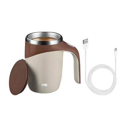 Self Stirring Coffee Mug Automatic Magnetic Stirring Coffee Mug with LCD Display Rotatable Metal Mixing Cup for Office Tazos