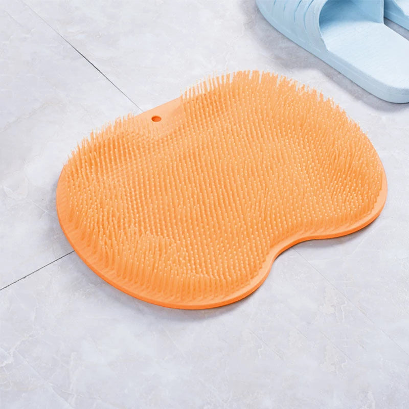 Exfoliating Shower Rub Back Brush Bathroom Non-slip Bath Mat Back Massage Brush Silicone Foot Wash Body Cleaning Bathing Tool