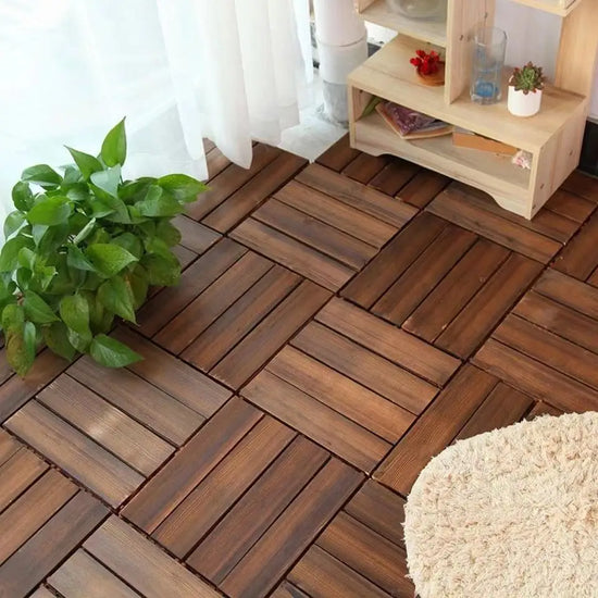 🪵 Interlocking Solid Wood Floor Tiles – Spliceable Outdoor & Indoor Flooring for Balcony, Terrace & Home Decor