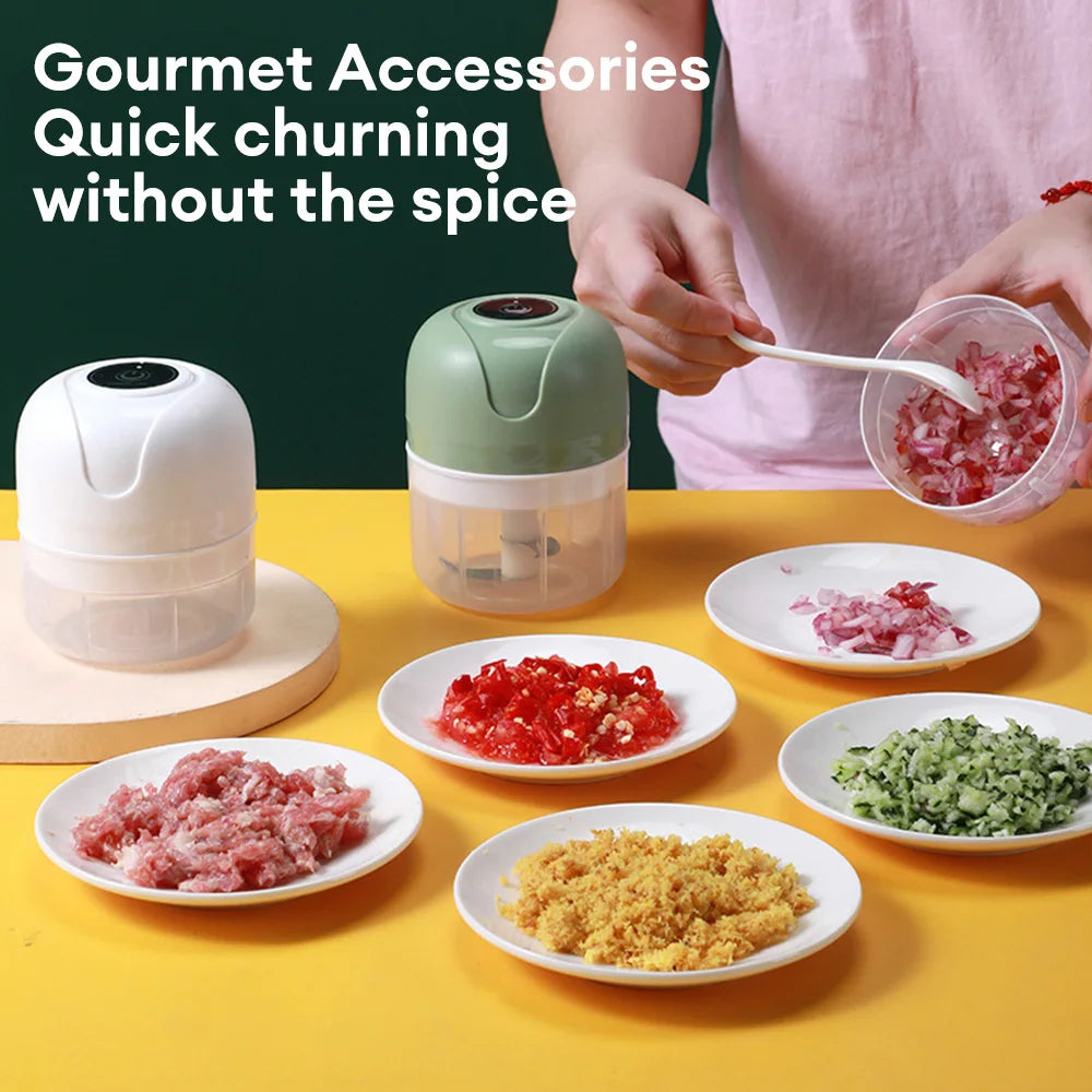 250ml Electric Food Processor Mini Garlic Press Garlic Crusher Vegetable Chopper Garlic Ginger Chili Masher Kitchen Gadget