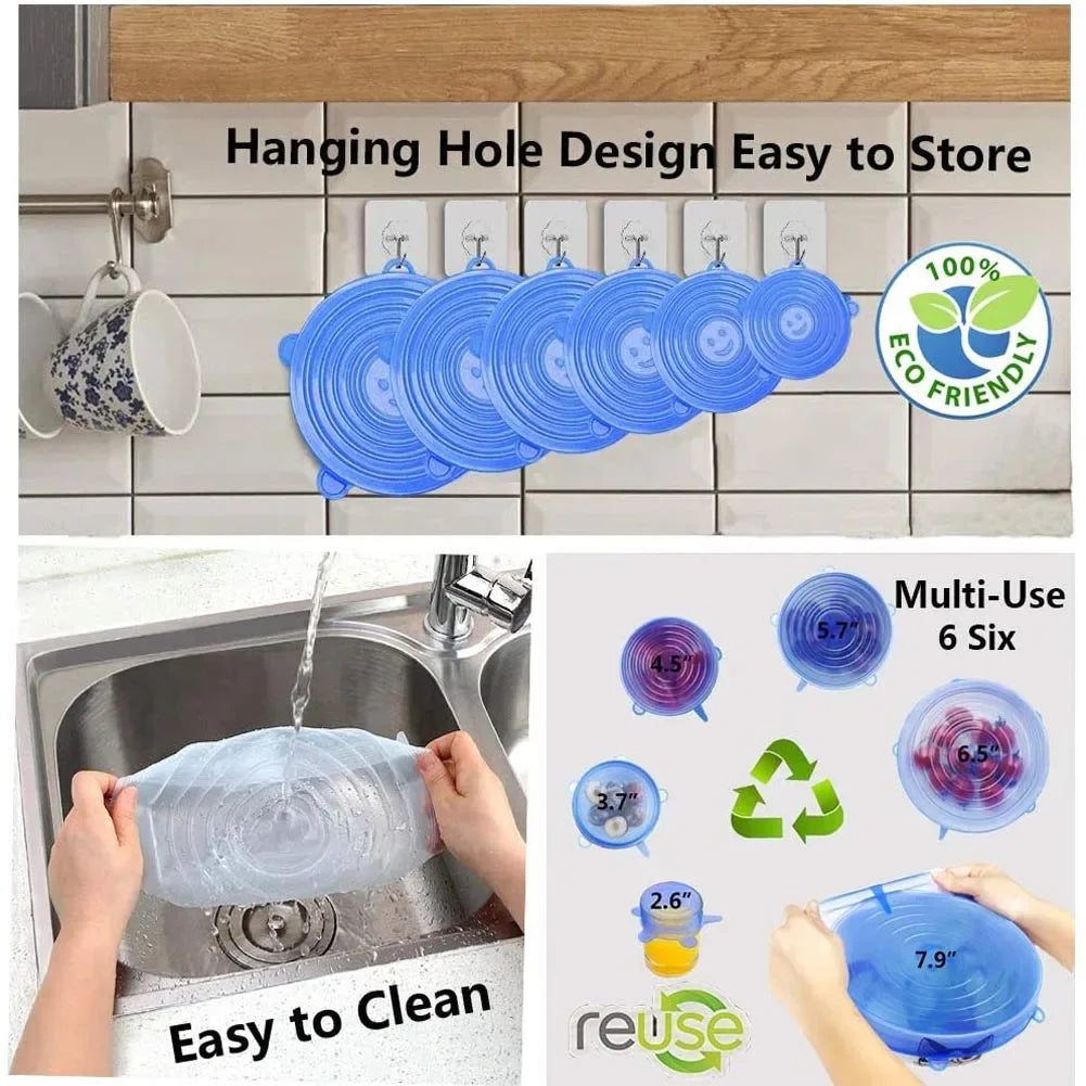 Silicone Stretch Lids Reusable Airtight Food Wrap Covers Keeping Fresh Seal Bowl Stretchy Wrap Cover Durable Food Storage Cover