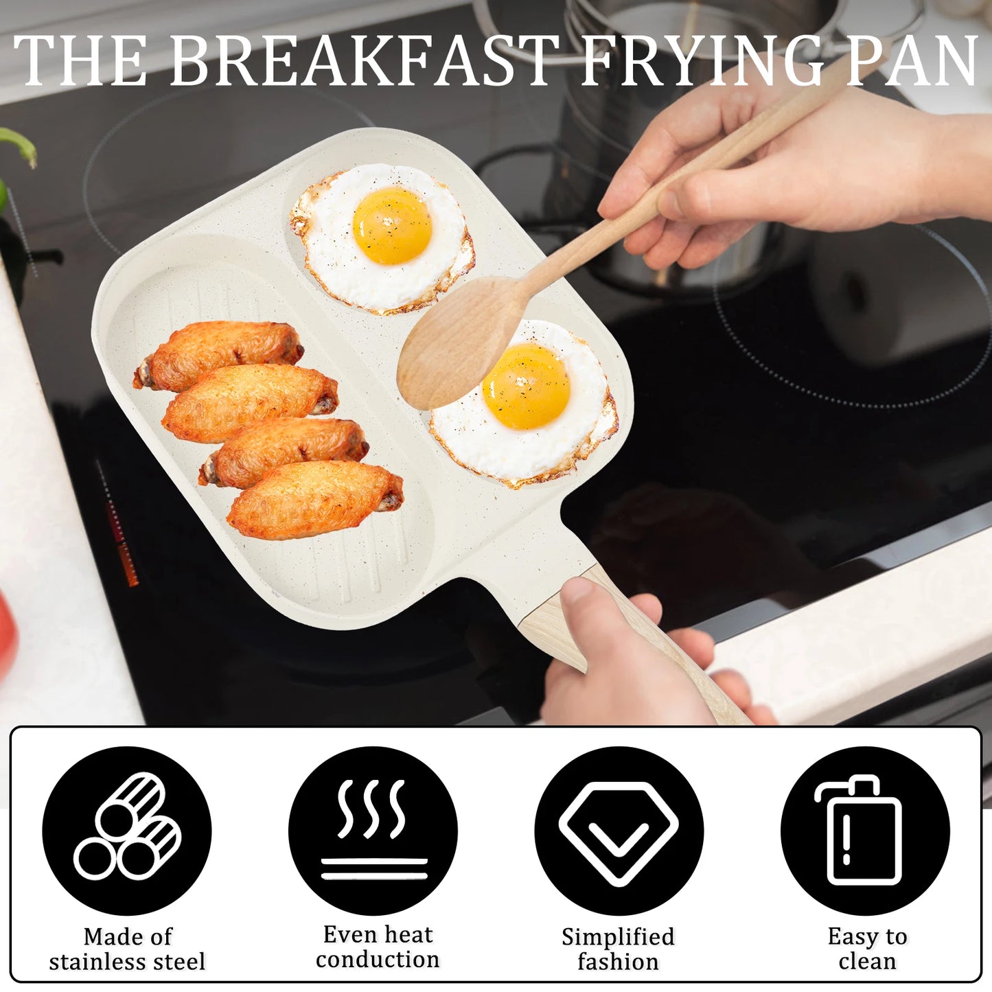 Egg Frying Eco-Friendly Non-Stick Aluminum Alloy Omelet Pan – Suitable for Gas and Induction Cookers