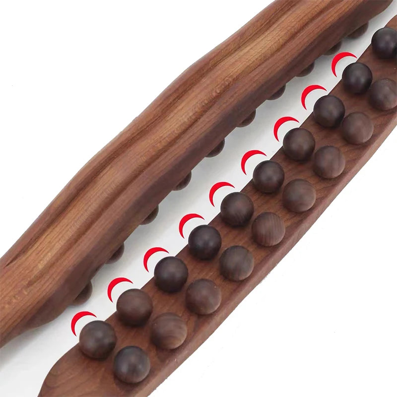 8/20 Beads Universal Back Massage Tendons Beech Wood Scraping Stick Point Treatment Guasha Relax Therapy Tool Abdominal Massager