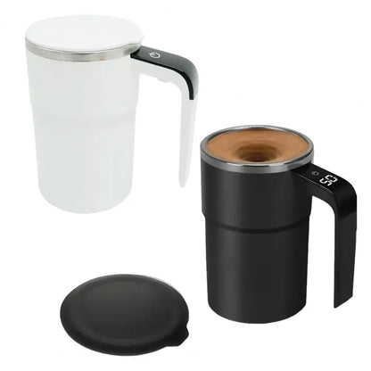 Self Stirring Coffee Mug Automatic Magnetic Stirring Coffee Mug with LCD Display Rotatable Metal Mixing Cup for Office Tazos