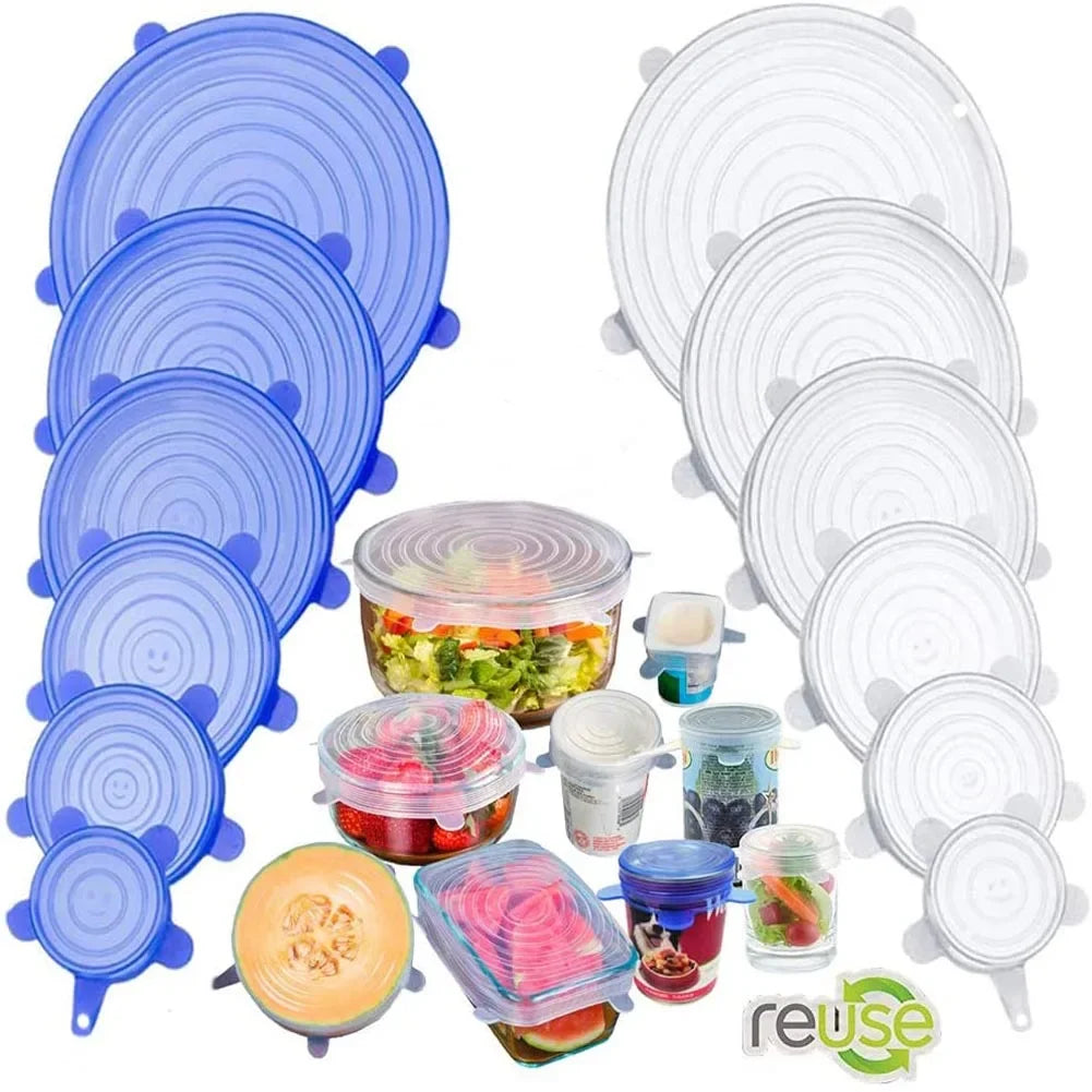 Silicone Stretch Lids Reusable Airtight Food Wrap Covers Keeping Fresh Seal Bowl Stretchy Wrap Cover Durable Food Storage Cover