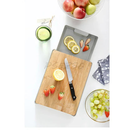 Kitchen Cutting Board Removable Storage and Drainage Fruit Vegetable and Meat Chopping Board Drawer Style Plate