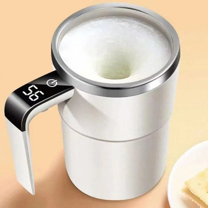 Self Stirring Coffee Mug Automatic Magnetic Stirring Coffee Mug with LCD Display Rotatable Metal Mixing Cup for Office Tazos