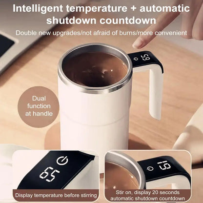 Self Stirring Coffee Mug Automatic Magnetic Stirring Coffee Mug with LCD Display Rotatable Metal Mixing Cup for Office Tazos