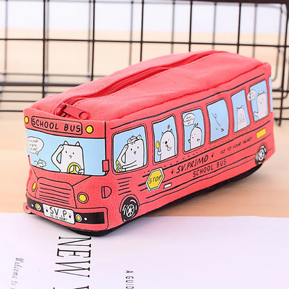 Creative Bus Pencil Case Large Capacity Pencil Bag Cartoon Car Pencil Pouch Student Kids Cute Stationery Kawaii Student Gifts