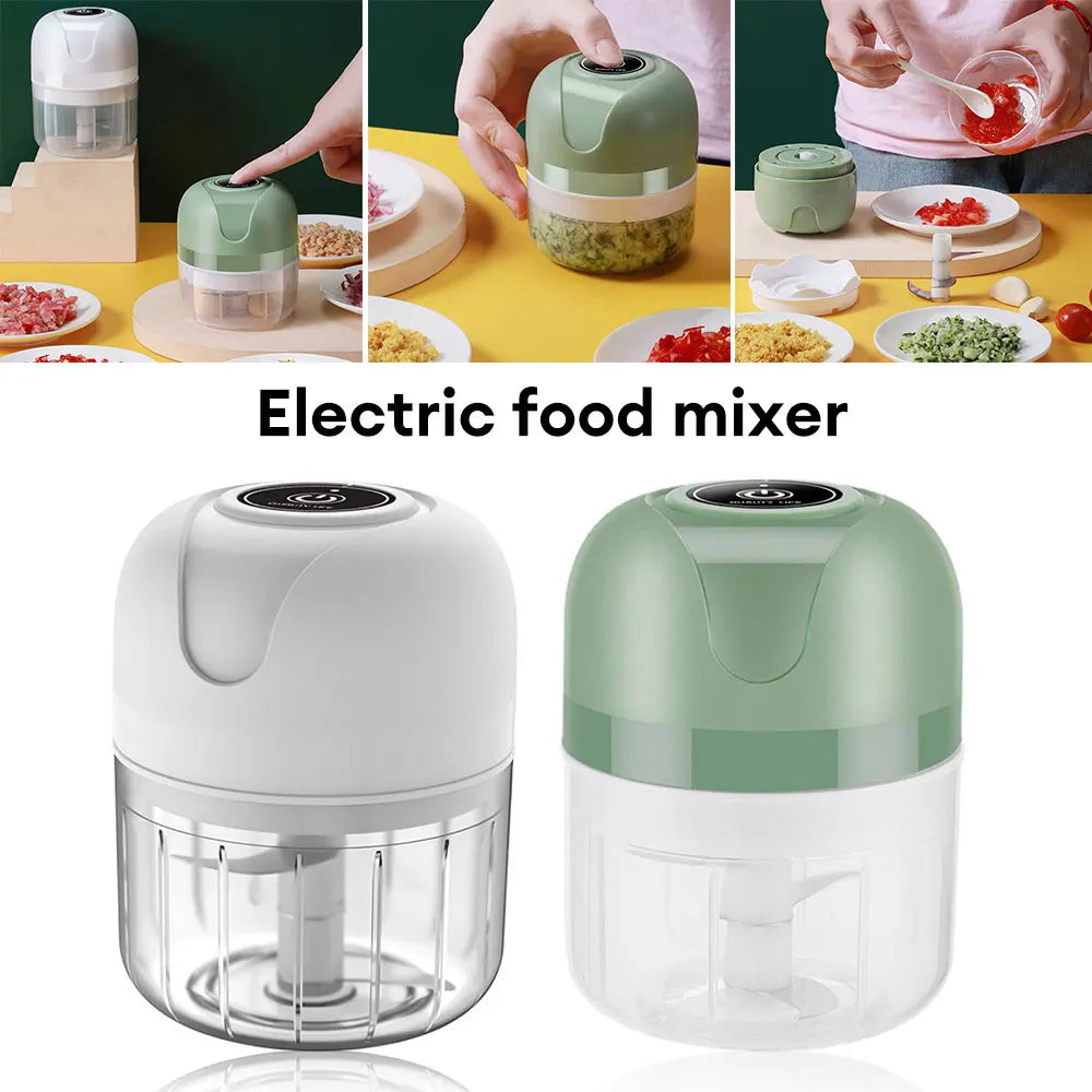 250ml Electric Food Processor Mini Garlic Press Garlic Crusher Vegetable Chopper Garlic Ginger Chili Masher Kitchen Gadget