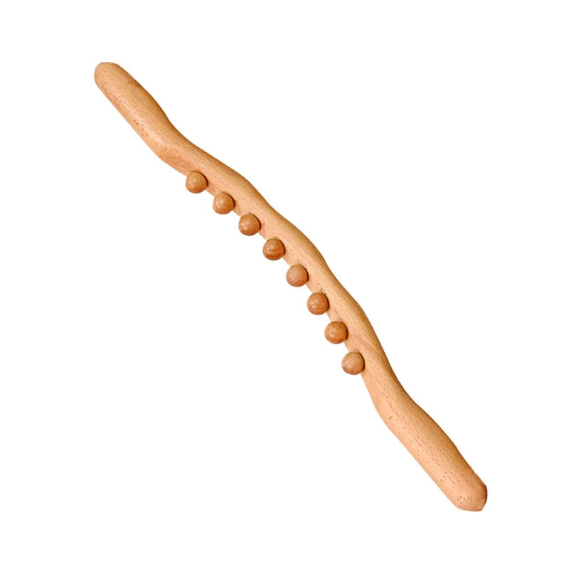 8/20 Beads Universal Back Massage Tendons Beech Wood Scraping Stick Point Treatment Guasha Relax Therapy Tool Abdominal Massager