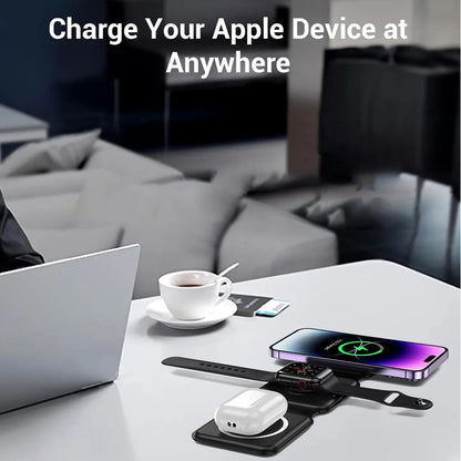 3in1 Foldable Wireless Charger Fast Charging Station for iPhone 15 14 13Holder Magnetic Charger Stand Dock for Apple Watch S8/7