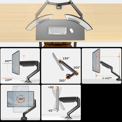 Adjustable PC Monitor Hanging Holder Desktop Computer 17-32 Inches Screen Stand Bracket Lifting Arm Clamp Grommet Mounting Base