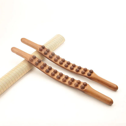 8/20 Beads Universal Back Massage Tendons Beech Wood Scraping Stick Point Treatment Guasha Relax Therapy Tool Abdominal Massager