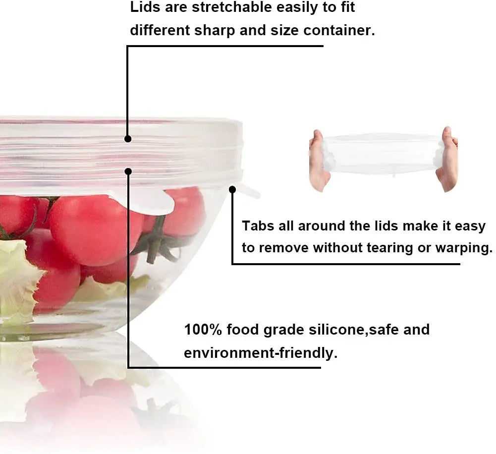 Silicone Stretch Lids Reusable Airtight Food Wrap Covers Keeping Fresh Seal Bowl Stretchy Wrap Cover Durable Food Storage Cover