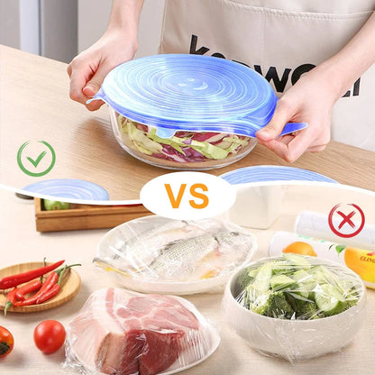 Silicone Stretch Lids Reusable Airtight Food Wrap Covers Keeping Fresh Seal Bowl Stretchy Wrap Cover Durable Food Storage Cover