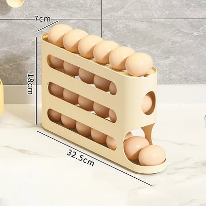 4 Layers Automatic Rolling Egg Holder Rack Fridge Egg Storage Box Container Kitchen Refrigerator Egg Dispenser Fridge Organizer